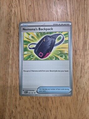 QTY 9 Nemona's Backpack Pokémon Trainer Item Card
